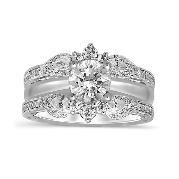 Earrings 075 CT TW PearShaped Natural Clarity Enhanced Diamond Contour Antique VintageStyle Solitaire Enhancer in Solid 14K White Gold Goldia Earrings 075 CT TW PearShaped Natural Clarity Enhanced Diamond Contour Antique VintageStyle Solitaire Enhancer in Solid 14K White Gold Goldia