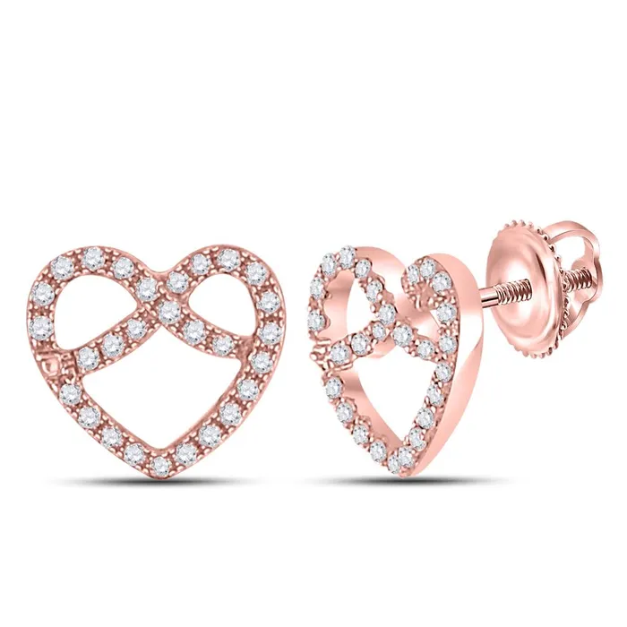Earrings 14k Rose Gold Round Diamond Pretzel Heart Earrings 16 Cttw gndatlanta Earrings 14k Rose Gold Round Diamond Pretzel Heart Earrings 16 Cttw gndatlanta