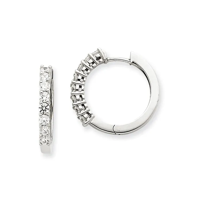 Earrings 14k White Gold A Real Diamond Hinged Hoop Earrings Goldia