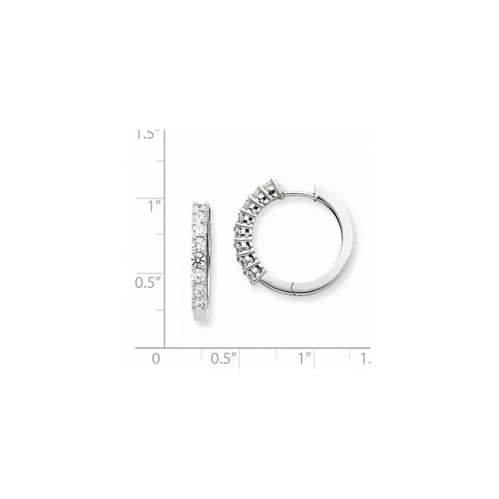 Earrings 14k White Gold A Real Diamond Hinged Hoop Earrings Goldia