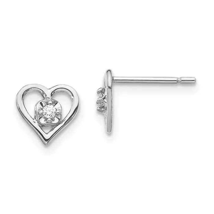 Earrings 14k White Gold VS Real Diamond heart Earrings Goldia