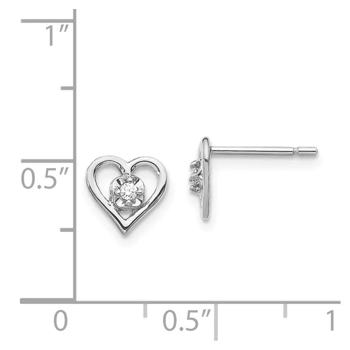 Earrings 14k White Gold VS Real Diamond heart Earrings Goldia