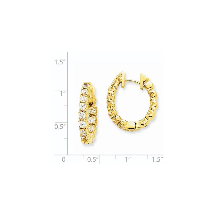 Earrings 14k Yellow Gold AAA Real Diamond Hinged Hoop Earrings Goldia