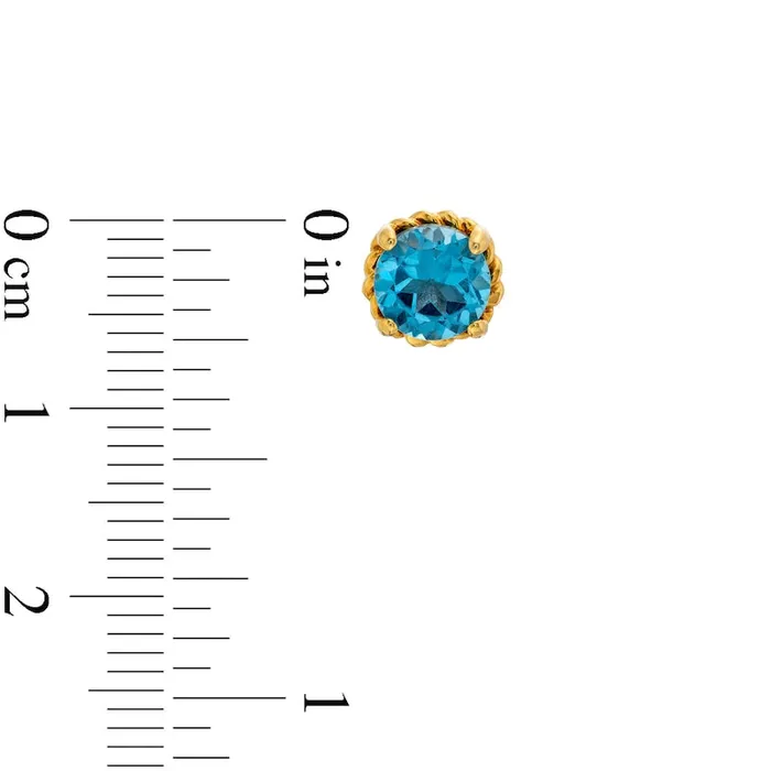 Earrings 60mm Swiss Blue Topaz Solitaire RopeTextured Frame Stud Earrings in Sterling Silver and 10K Gold Goldia Earrings 60mm Swiss Blue Topaz Solitaire RopeTextured Frame Stud Earrings in Sterling Silver and 10K Gold Goldia