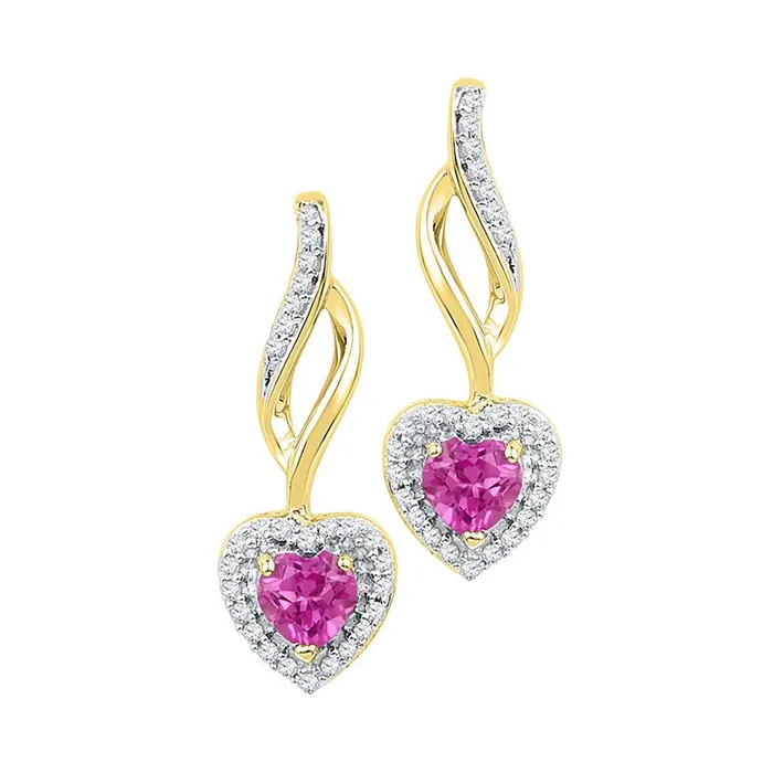 Earrings gndatlanta 10k Yellow Gold Round Created Amethyst Heart Drop Earrings 34 Cttw Earrings gndatlanta 10k Yellow Gold Round Created Amethyst Heart Drop Earrings 34 Cttw