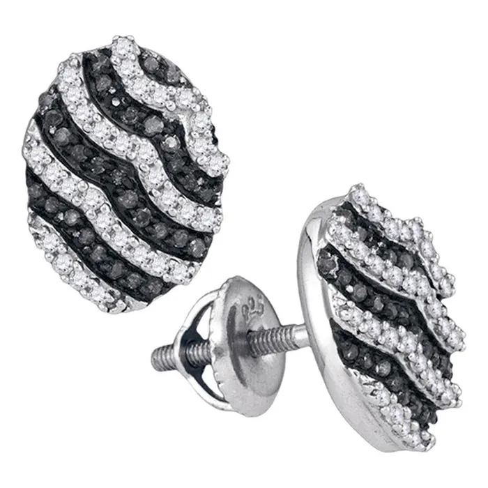 Earrings gndatlanta 14k White Gold Round Black Diamond Oval Earrings 12 Cttw Earrings gndatlanta 14k White Gold Round Black Diamond Oval Earrings 12 Cttw