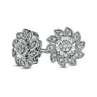 Earrings Goldia 013 CT TW Diamond Flower VintageStyle Stud Earrings in Sterling Silver Earrings Goldia 013 CT TW Diamond Flower VintageStyle Stud Earrings in Sterling Silver