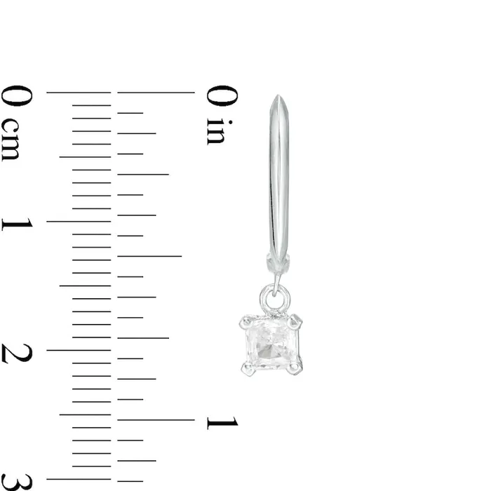 Earrings Goldia 05 CT TW Certified PrincessCut Diamond Solitaire Drop Hoop Earrings in 14K White Gold IVS2 Earrings Goldia 05 CT TW Certified PrincessCut Diamond Solitaire Drop Hoop Earrings in 14K White Gold IVS2