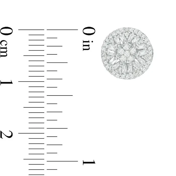 Earrings Goldia 05 CT TW Composite Baguette and Round Diamond Frame Stud Earrings in 10K White Gold Earrings Goldia 05 CT TW Composite Baguette and Round Diamond Frame Stud Earrings in 10K White Gold