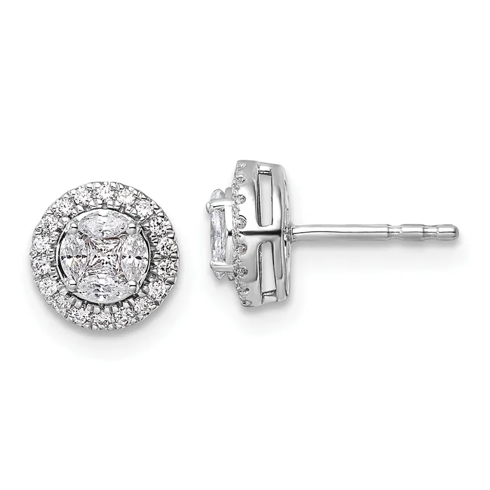 Earrings Goldia 14k White Gold 12 Ct Lab Grown Diamond VSSI G Round and Marquise Halo Post Earrings Earrings Goldia 14k White Gold 12 Ct Lab Grown Diamond VSSI G Round and Marquise Halo Post Earrings