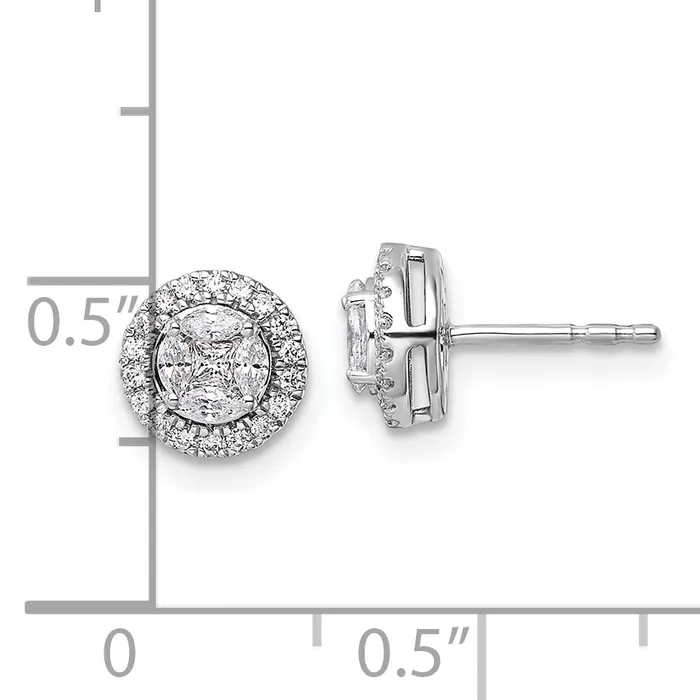 Earrings Goldia 14k White Gold 12 Ct Lab Grown Diamond VSSI G Round and Marquise Halo Post Earrings