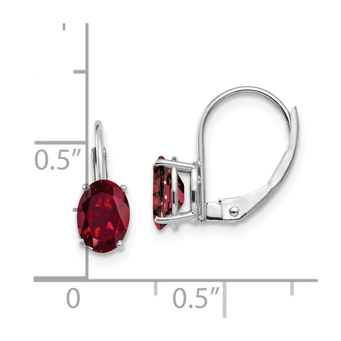 Earrings Goldia 14k White Gold 7x5mm Oval Created Ruby leverback Earrings