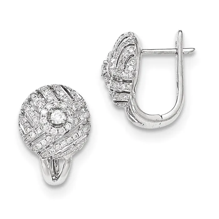 Earrings Goldia 14k White Gold Real Diamond Hinged Post Earrings