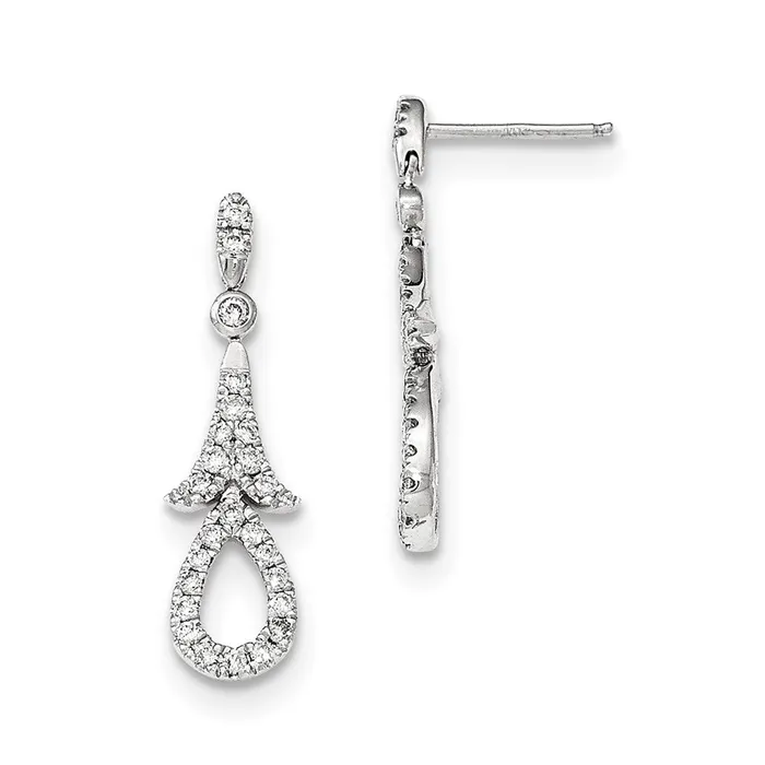 Earrings Goldia 14k White Gold Real Diamond Post Dangle Earrings