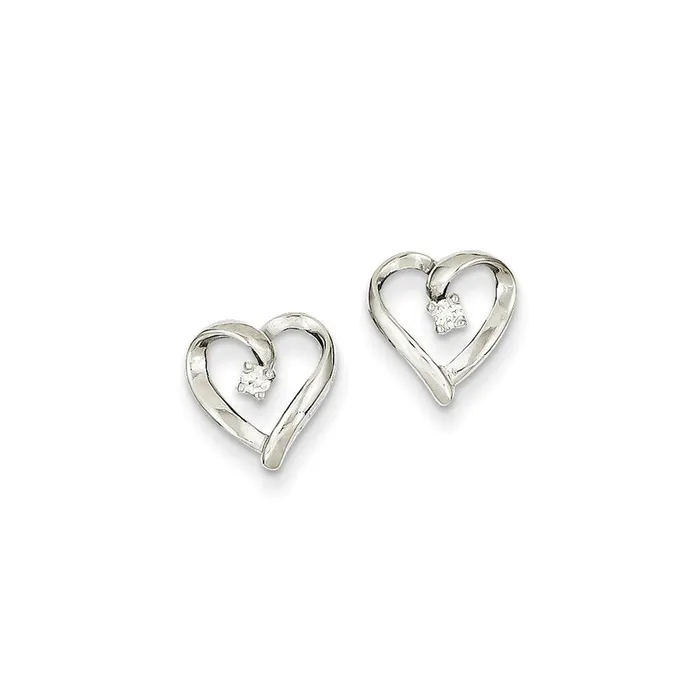 Earrings Goldia 14k White Gold VS Real Diamond heart Earrings