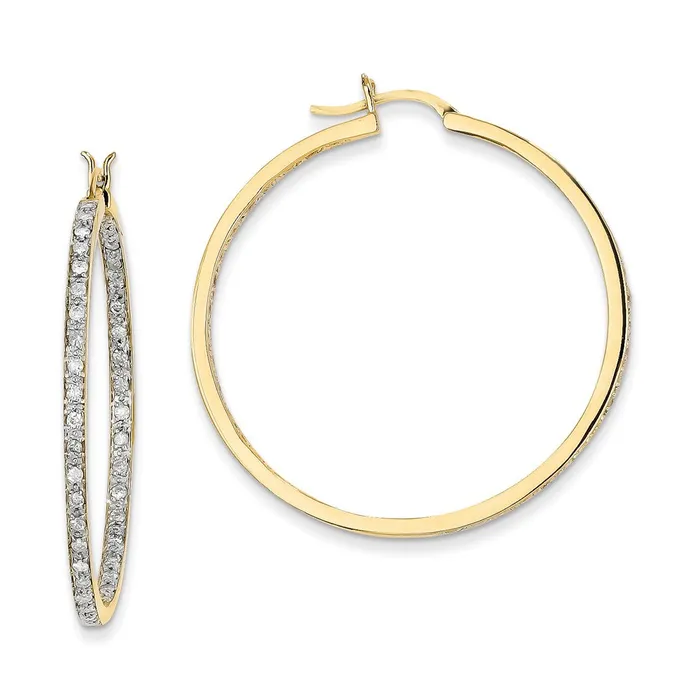 Earrings Goldia 14k Yellow Gold AA Quality Completed Real Diamond InOut Hoop Earrings Earrings Goldia 14k Yellow Gold AA Quality Completed Real Diamond InOut Hoop Earrings