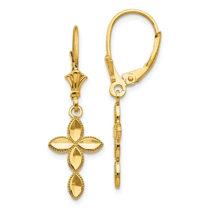 Earrings Goldia 14k Yellow Gold DC Cross Leverback Earrings