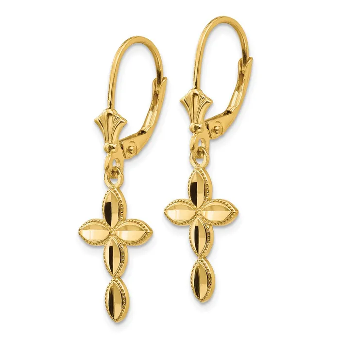 Earrings Goldia 14k Yellow Gold DC Cross Leverback Earrings