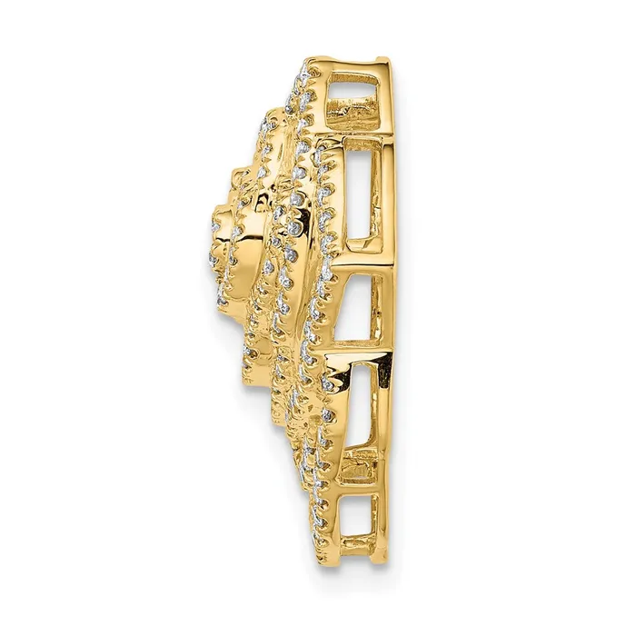 Earrings Goldia 14K Yellow Gold Real Diamond 12ct Fancy Flower Chain Slide