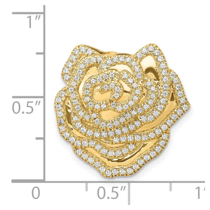 Earrings Goldia 14K Yellow Gold Real Diamond 12ct Fancy Flower Chain Slide