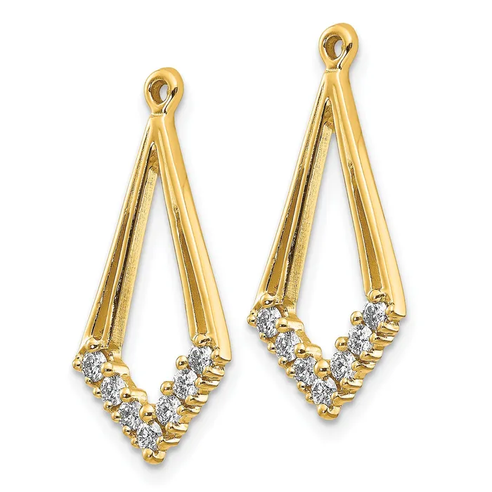 Earrings goldiaca Diamond Shaped Real Diamond Dangling Earring Jacket in 14k White Gold Jewelry
