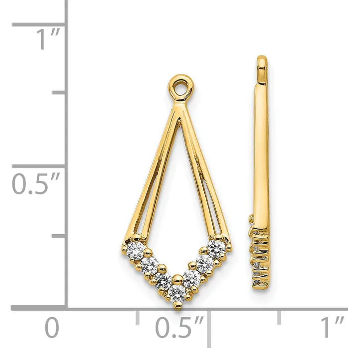 Earrings goldiaca Diamond Shaped Real Diamond Dangling Earring Jacket in 14k White Gold Jewelry