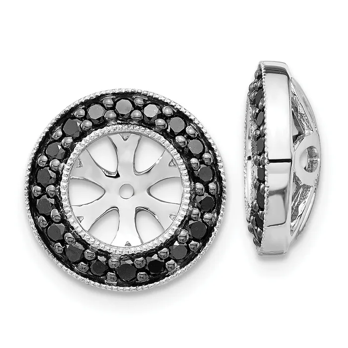 Earrings Goldia Solid 14k White Gold 13ct BlacK Simulated CZ Earring JacKets Earrings Goldia Solid 14k White Gold 13ct BlacK Simulated CZ Earring JacKets