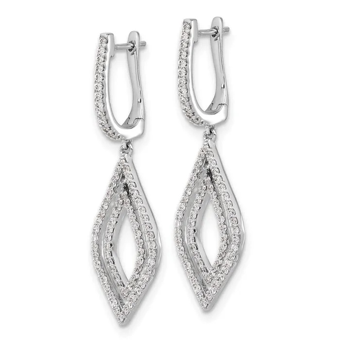 Earrings Goldia Solid 14k White Gold Simulated CZ Teardrop Hinged Dangle Earrings
