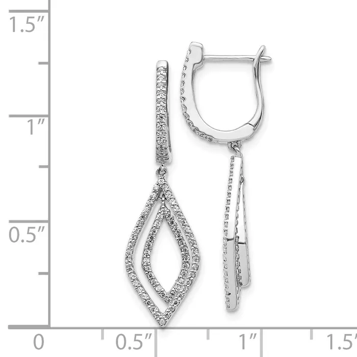 Earrings Goldia Solid 14k White Gold Simulated CZ Teardrop Hinged Dangle Earrings