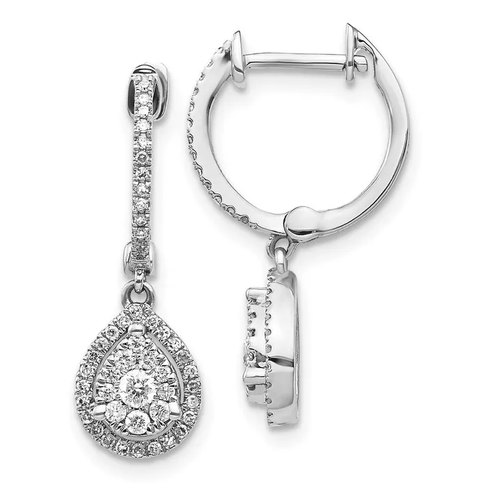 Earrings Goldia Solid 14k White Gold Simulated CZ Teardrop Hinged Hoop Earrings Earrings Goldia Solid 14k White Gold Simulated CZ Teardrop Hinged Hoop Earrings