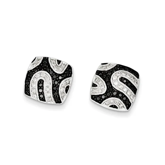 Earrings Goldia Sterling Silver Black Diamond Square Post Earrings
