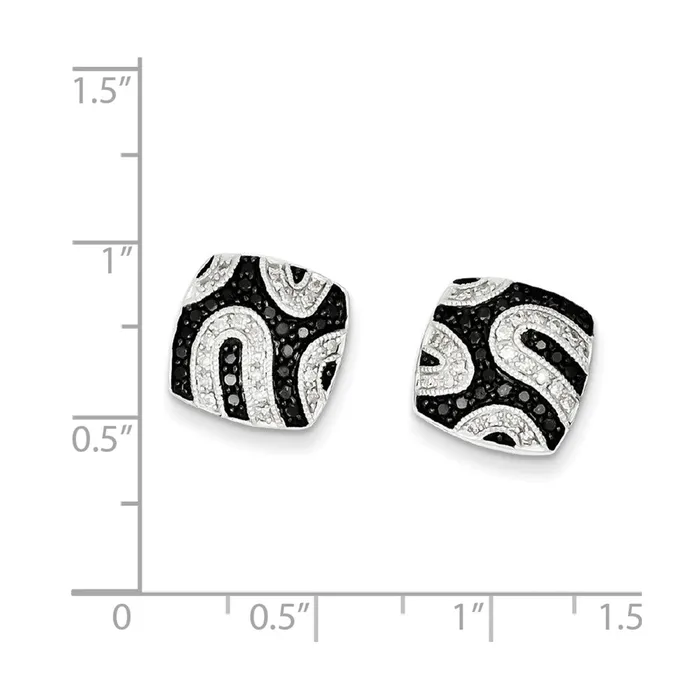 Earrings Goldia Sterling Silver Black Diamond Square Post Earrings