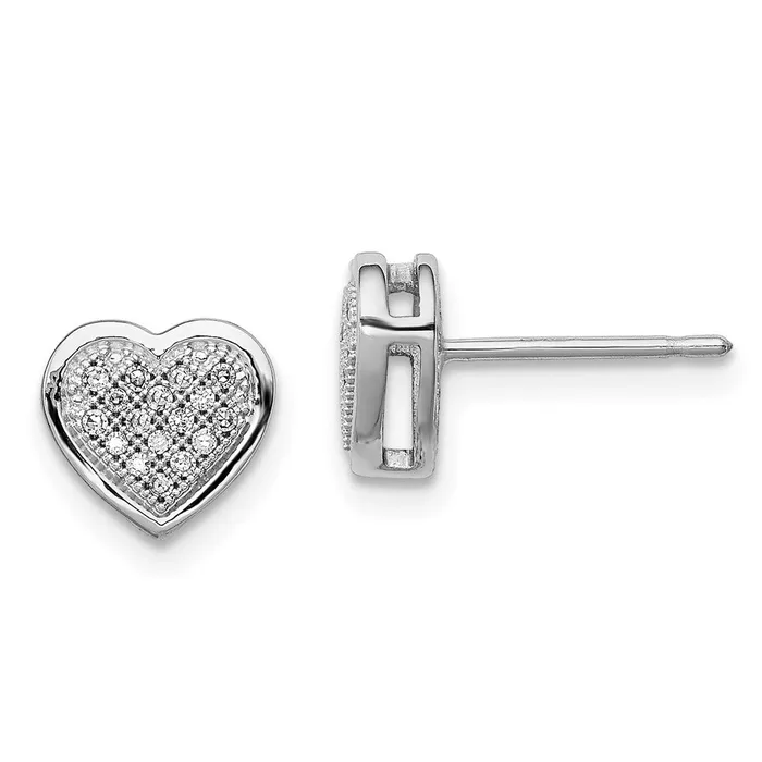 Earrings Goldia Sterling Silver Rhodium Diamond Heart Post Earring