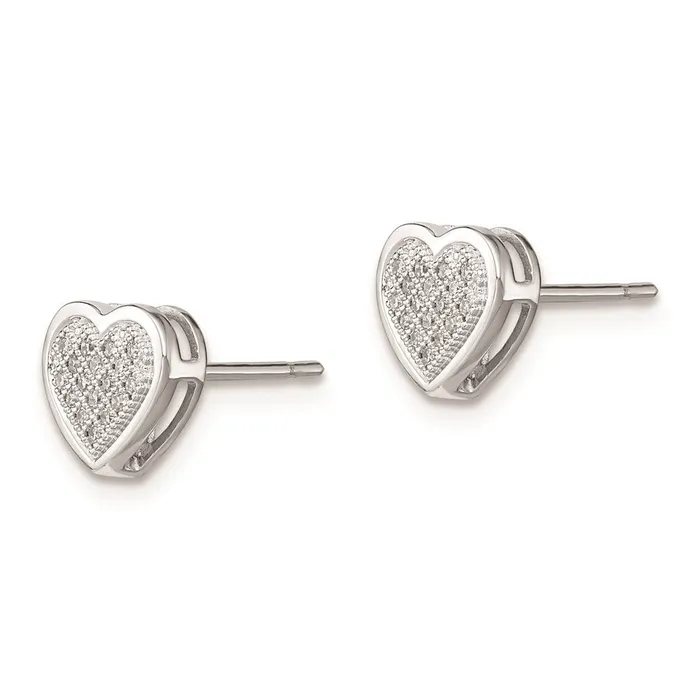 Earrings Goldia Sterling Silver Rhodium Diamond Heart Post Earring