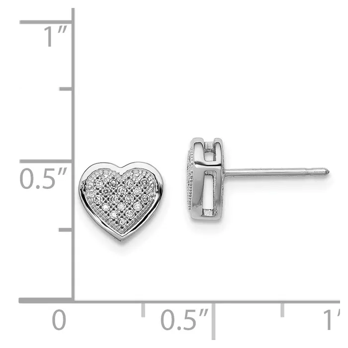 Earrings Goldia Sterling Silver Rhodium Diamond Heart Post Earring