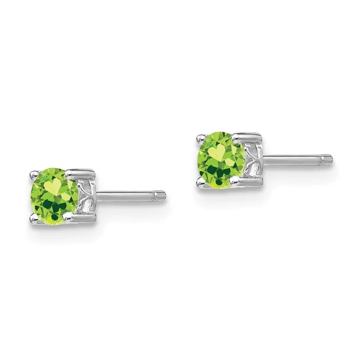 Earrings Goldia Sterling Silver Rhodiumplated 4mm Round Peridot Post Earrings