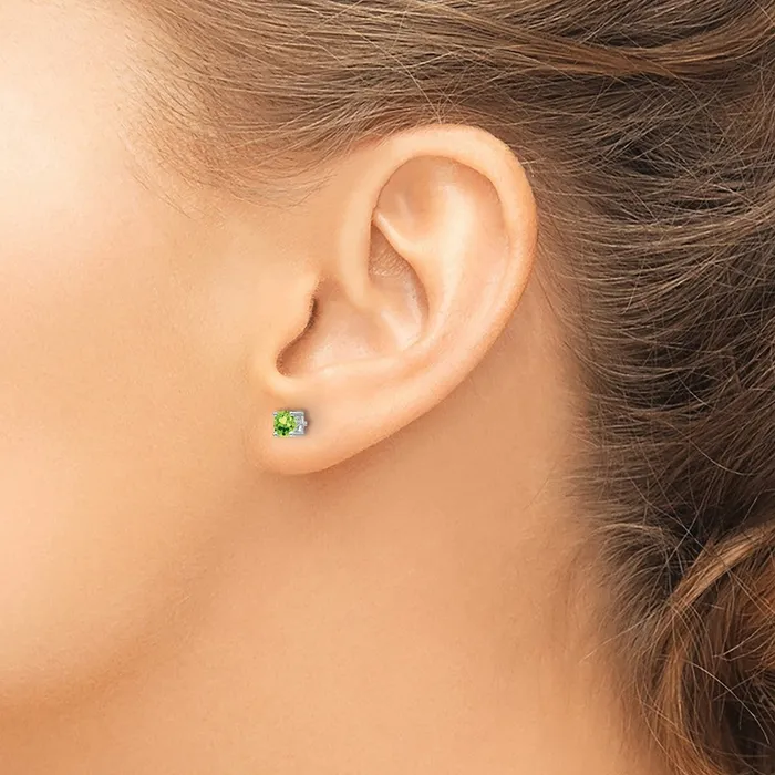 Earrings Goldia Sterling Silver Rhodiumplated 4mm Round Peridot Post Earrings