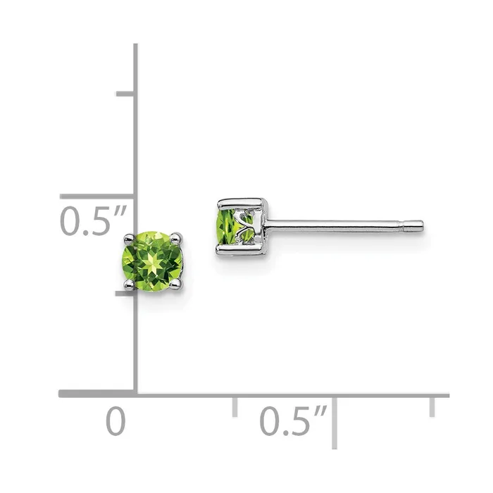Earrings Goldia Sterling Silver Rhodiumplated 4mm Round Peridot Post Earrings