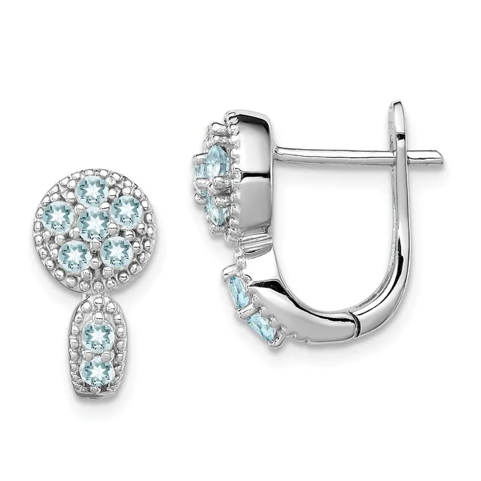 Earrings Goldia Sterling Silver Rhodiumplated Aquamarine Circle Hinged Earrings Earrings Goldia Sterling Silver Rhodiumplated Aquamarine Circle Hinged Earrings