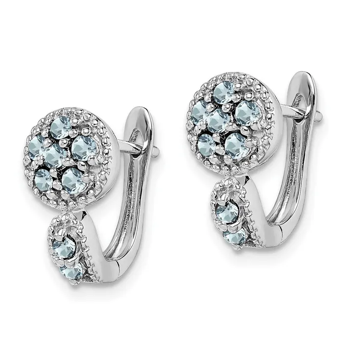 Earrings Goldia Sterling Silver Rhodiumplated Aquamarine Circle Hinged Earrings