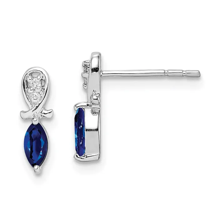 Earrings Goldia Sterling Silver Rhodium Plated Diamond u0026 Sapphire Marquise Post Earrings Earrings Goldia Sterling Silver Rhodium Plated Diamond u0026 Sapphire Marquise Post Earrings