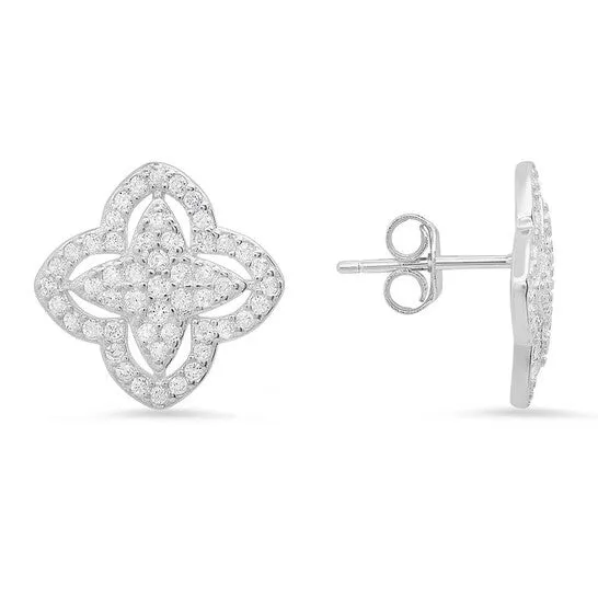 Earrings JMS always Original Kylie Harper Sterling Silver Pave Cubic Zirconia CZ Floral Stud Earrings Earrings JMS always Original Kylie Harper Sterling Silver Pave Cubic Zirconia CZ Floral Stud Earrings