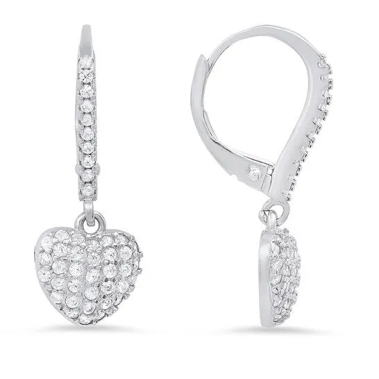 Earrings JMS always Original Kylie Harper Sterling Silver Pave Heart Cubic Zirconia CZ Dangle Leverback Earrings Earrings JMS always Original Kylie Harper Sterling Silver Pave Heart Cubic Zirconia CZ Dangle Leverback Earrings