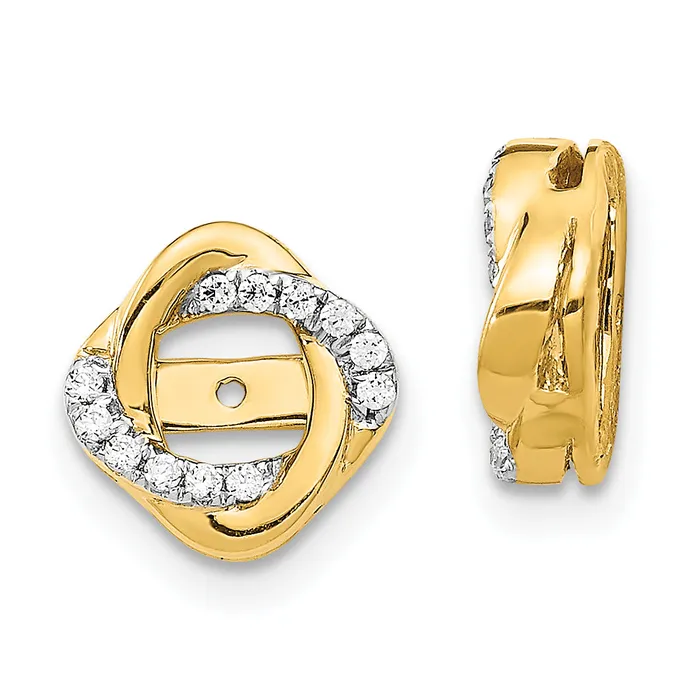 Earrings Solid 14k Yellow Gold Twisted Simulated CZ JacKet Earrings Goldia Earrings Solid 14k Yellow Gold Twisted Simulated CZ JacKet Earrings Goldia