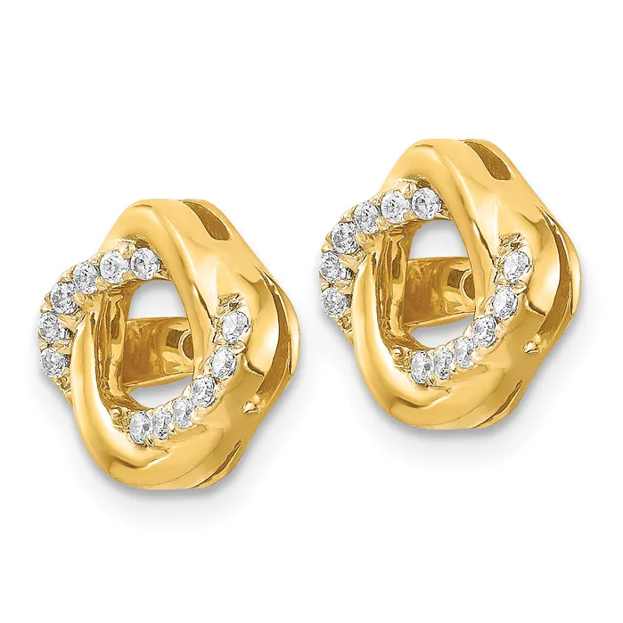 Earrings Solid 14k Yellow Gold Twisted Simulated CZ JacKet Earrings Goldia Earrings Solid 14k Yellow Gold Twisted Simulated CZ JacKet Earrings Goldia