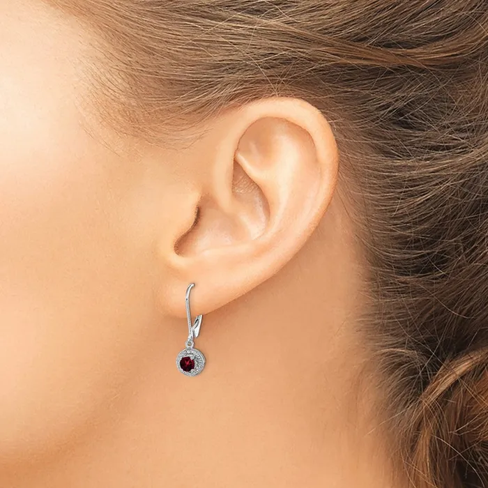 Earrings Sterling Silver Rhodiumplated Diamond u0026 Garnet Earrings Goldia