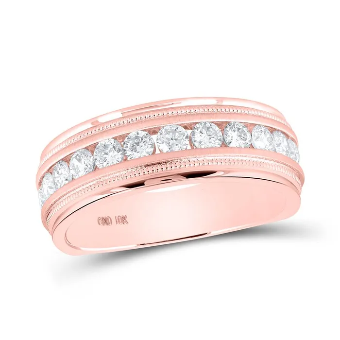 gndatlanta 10k Rose Gold Round Diamond Wedding Single Row Band Ring 1 Cttw Rings gndatlanta 10k Rose Gold Round Diamond Wedding Single Row Band Ring 1 Cttw Rings