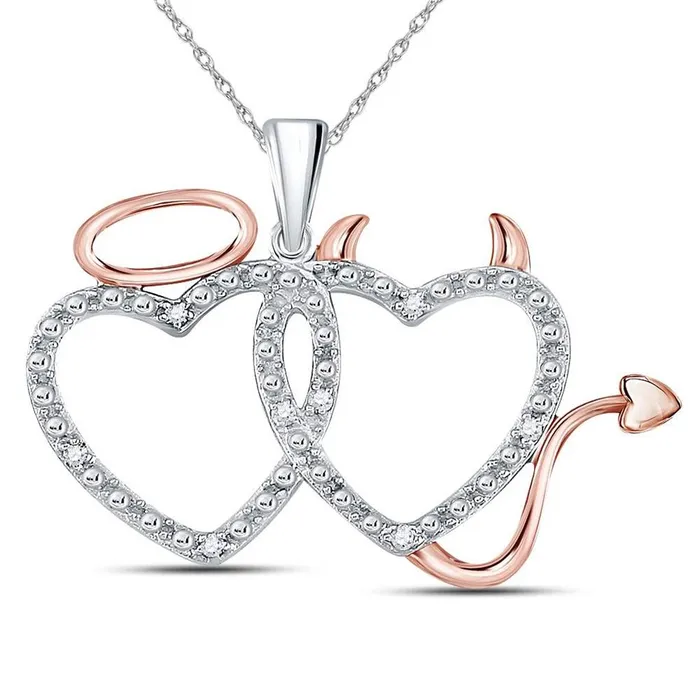 gndatlanta 10k Twotone Gold Round Diamond Angel Devil Heart Pendant 120 Cttw Rings gndatlanta 10k Twotone Gold Round Diamond Angel Devil Heart Pendant 120 Cttw Rings
