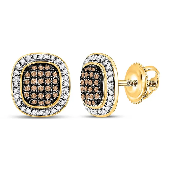 gndatlanta 10k Yellow Gold Brown Diamond Oval Cluster Earrings 12 Cttw Earrings gndatlanta 10k Yellow Gold Brown Diamond Oval Cluster Earrings 12 Cttw Earrings