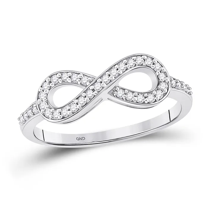 gndatlanta 14k White Gold Round Diamond Infinity Ring 15 Cttw Rings